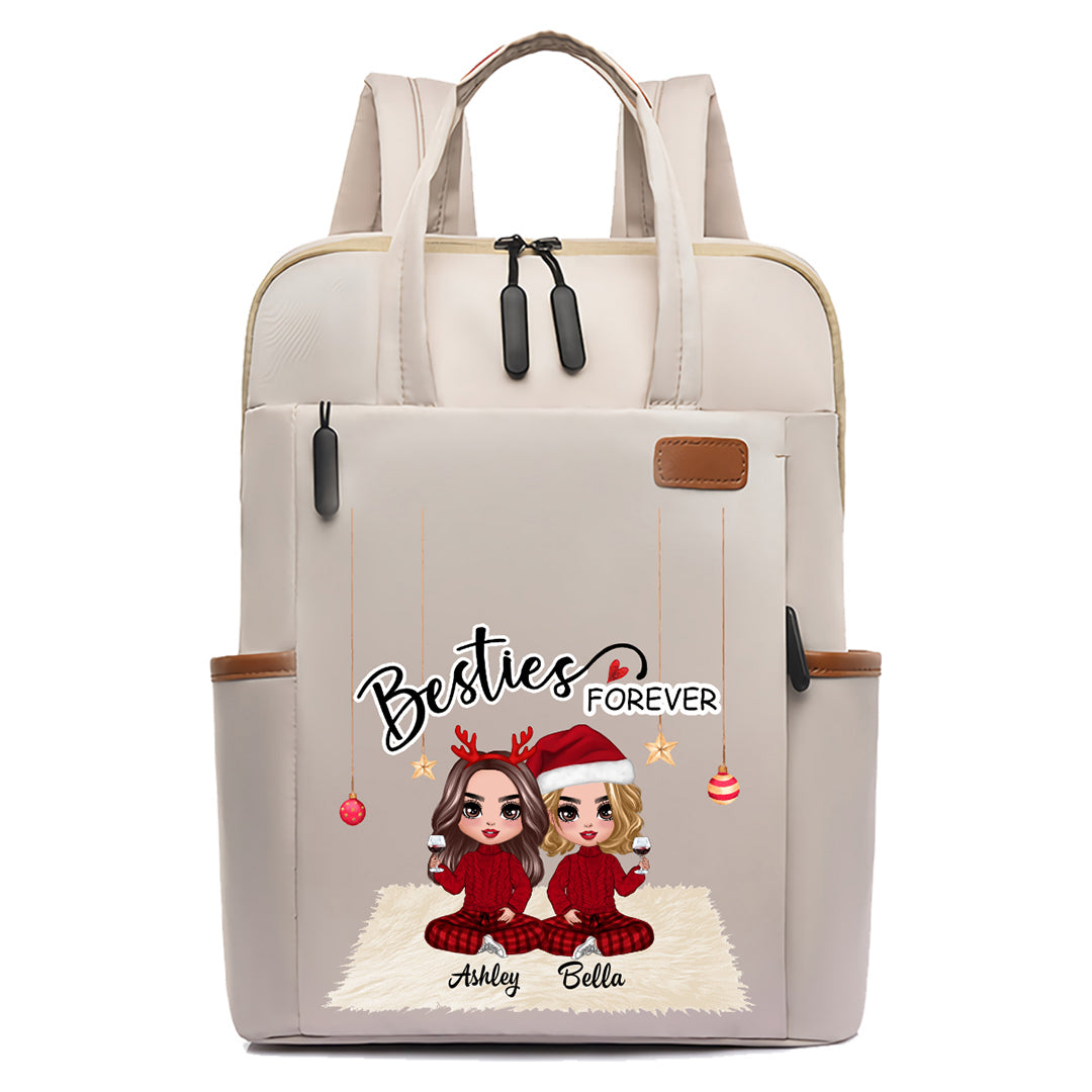 Doll Besties Christmas Checkered Pants Personalized Backpack