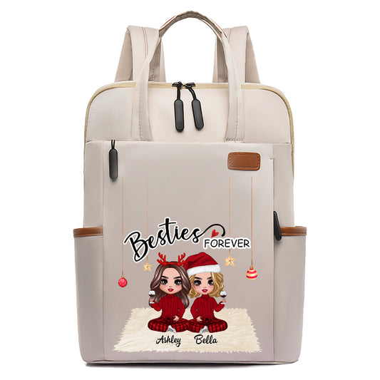 Doll Besties Christmas Checkered Pants Personalized Backpack