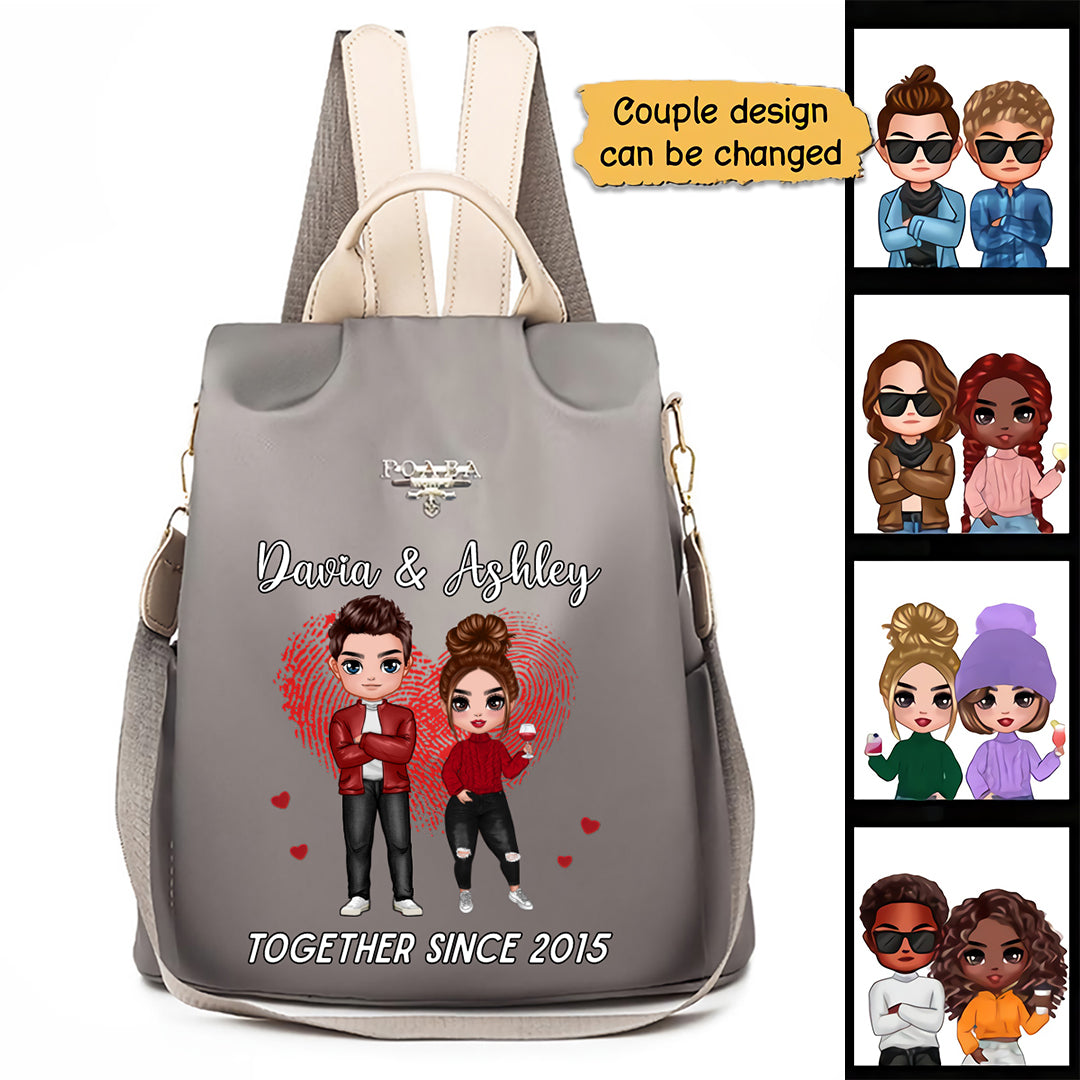 Doll Couple Together Since Anniversary Gift Personalized Backpack