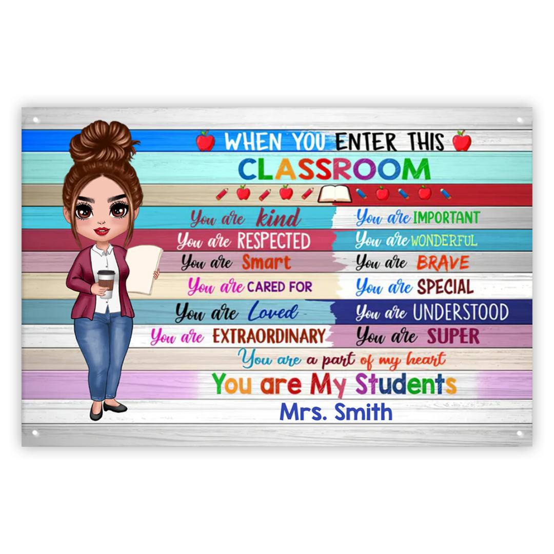 Doll Teacher Classroom Personalized Metal Signs