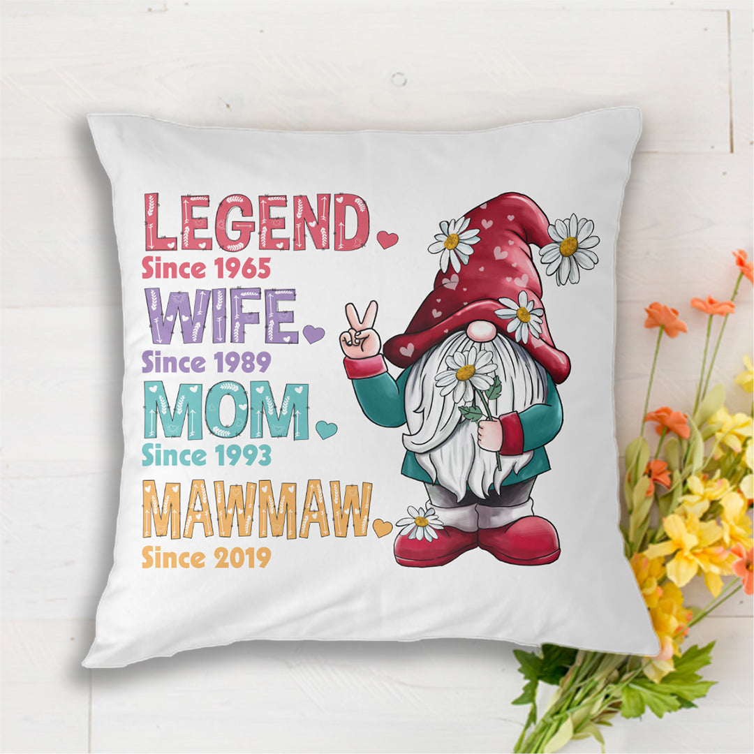 Doodle Pattern Legend Gnome Grandma Personalized Pillow