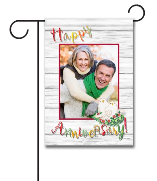 Happy Anniversary Dove Love Personalized Photo – Wedding Garden & House Flag