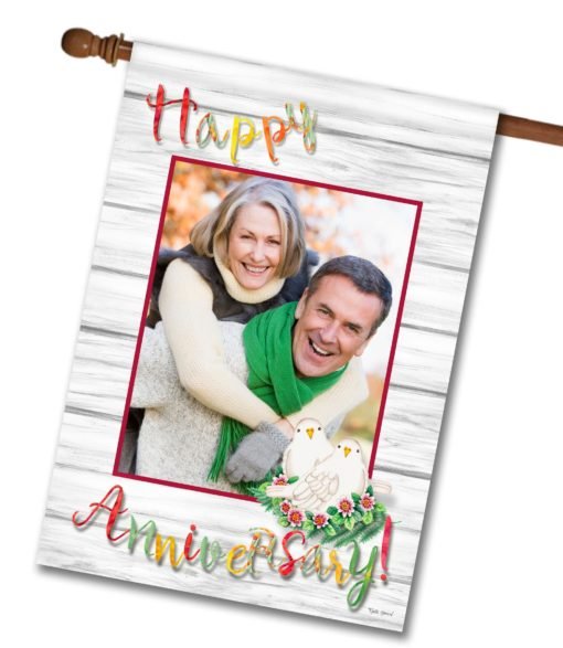 Happy Anniversary Dove Love Personalized Photo – Wedding Garden & House Flag