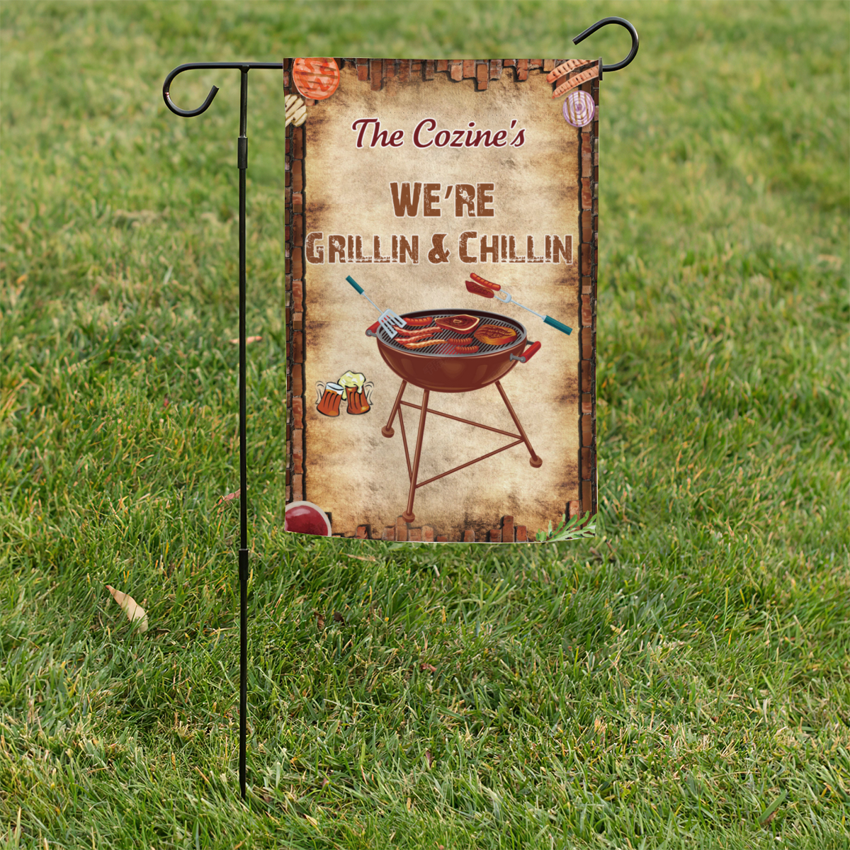 Customized BBQ pit Flag, Grillin and Chillin Flag, backyard flag, party flag No.EDI4YR