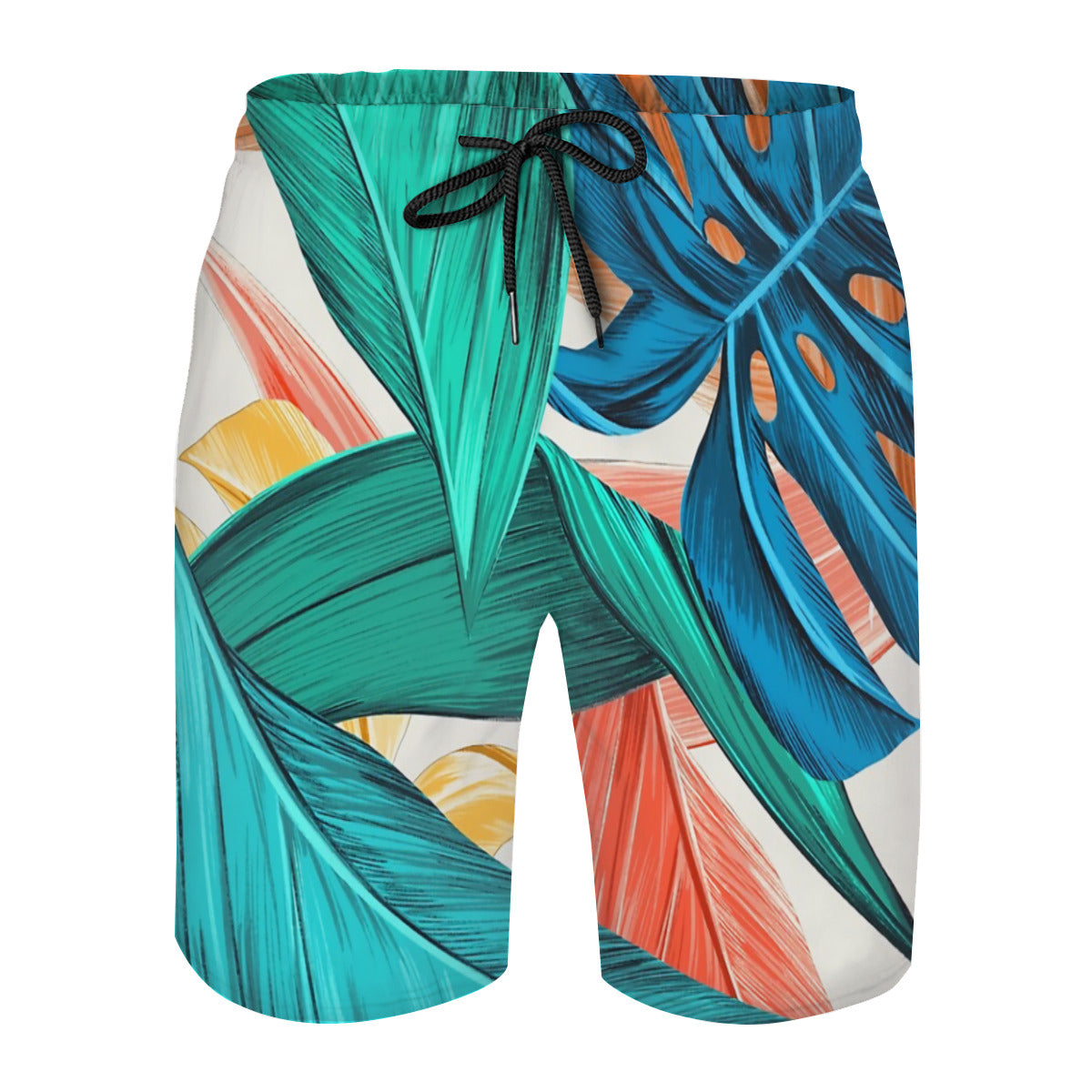 Colorful Tropical Monstera Leaves Graphic Men's Swim Trunks No.EMDY4N