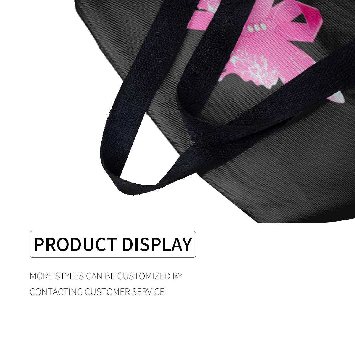 Pink Ribbon Butterfly Black Canvas Bag NO. 9D8Z6J
