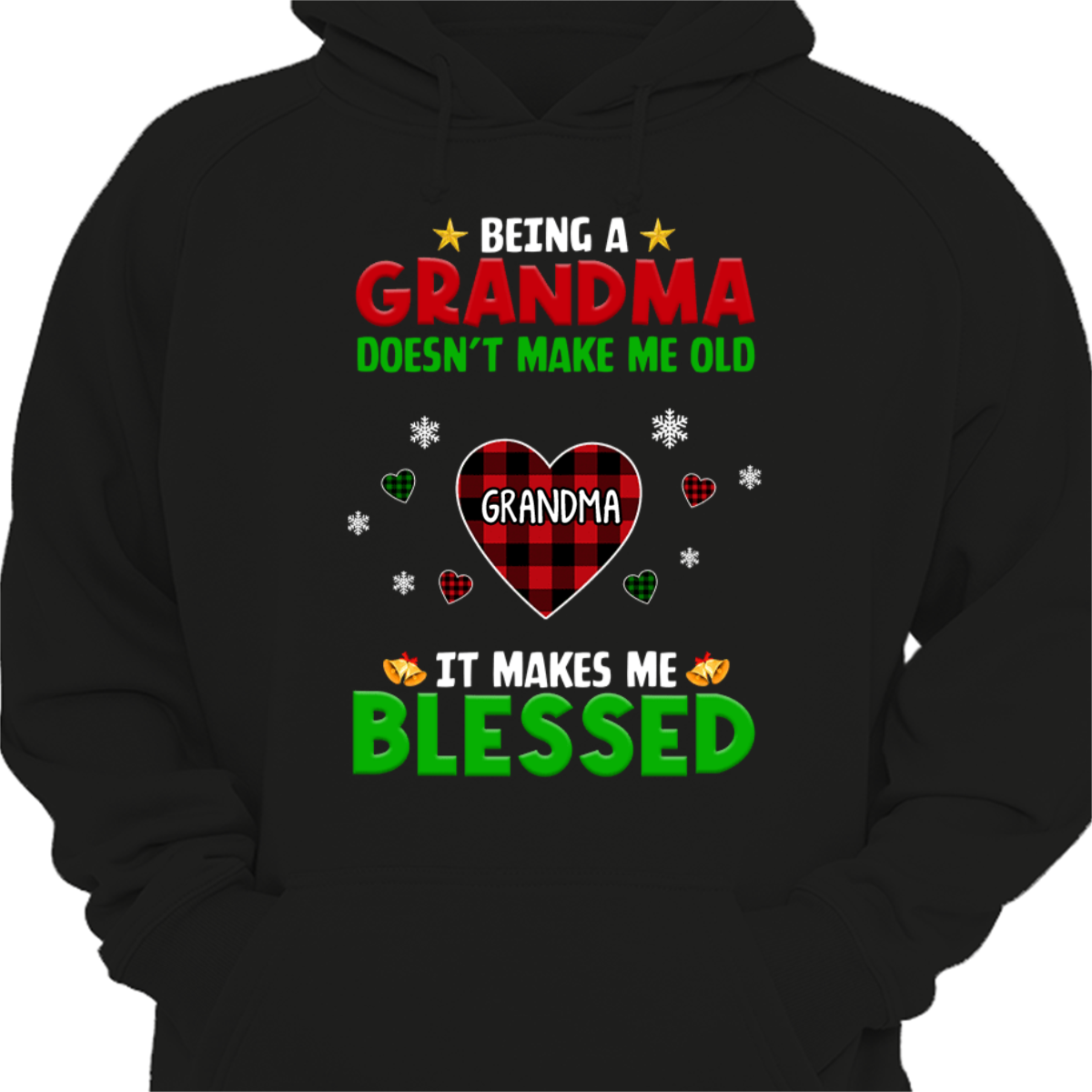 Being A Grandma Makes Me Blessed Christmas Personalized Hoodie Sweatshirt
