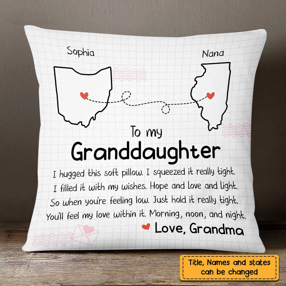 Granddaughter Long Distance Hug This Drawing Personalized Custom Pillow