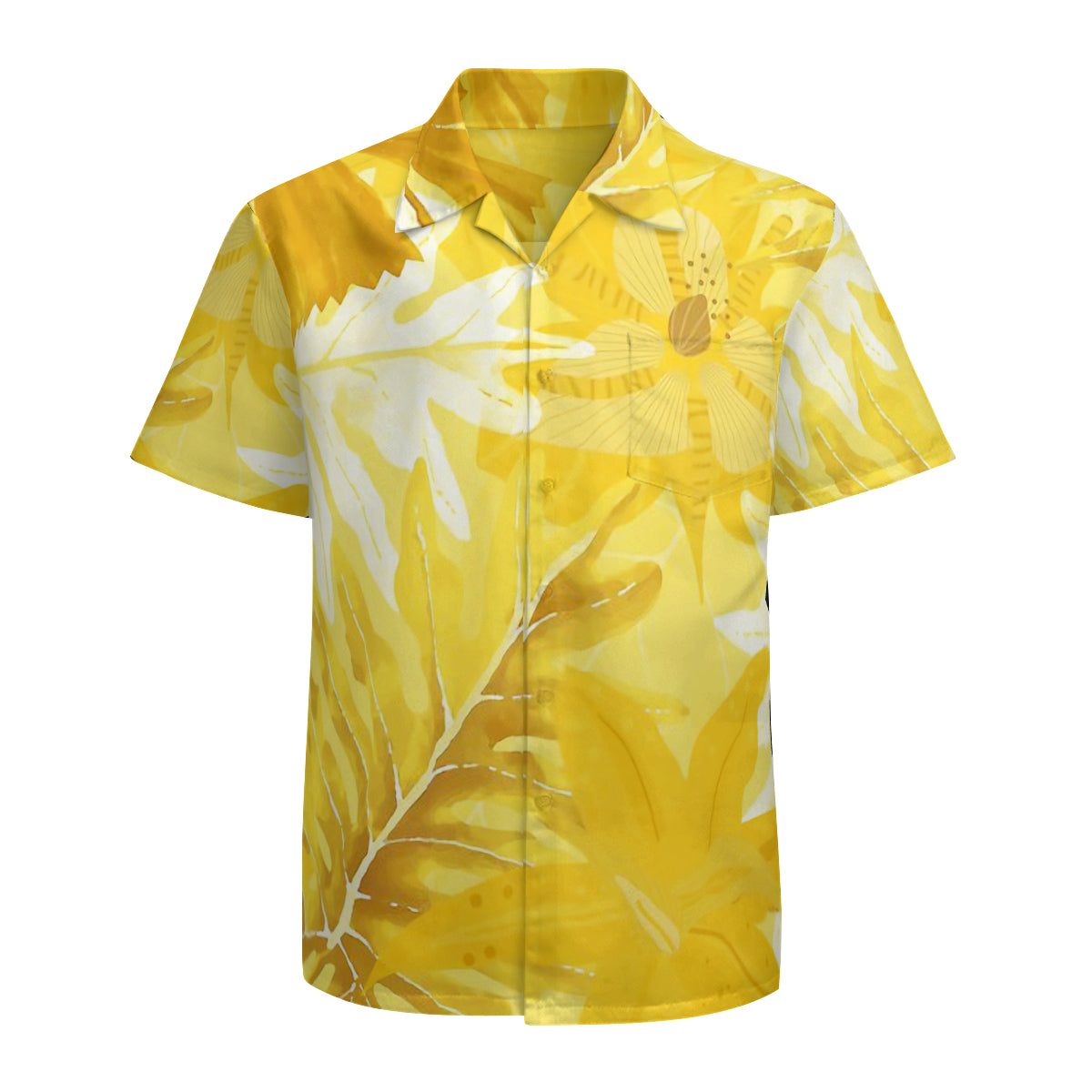 Yellow Tropical Foliage Jungle Graphic Hawaiian Shirts No.FGGIFI