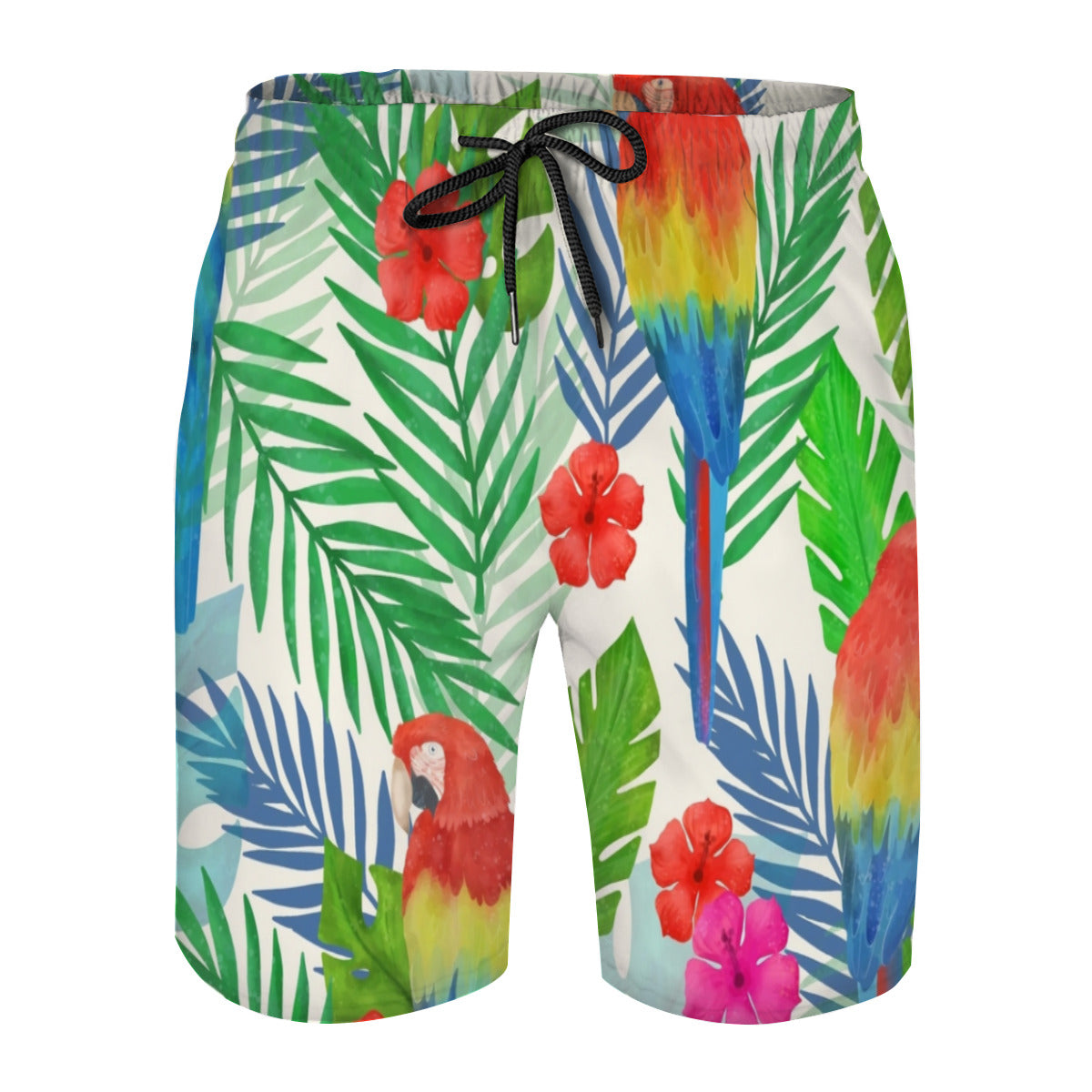 Tropical Leaves Parrot Men's Swim Trunks No.FHD5PQ