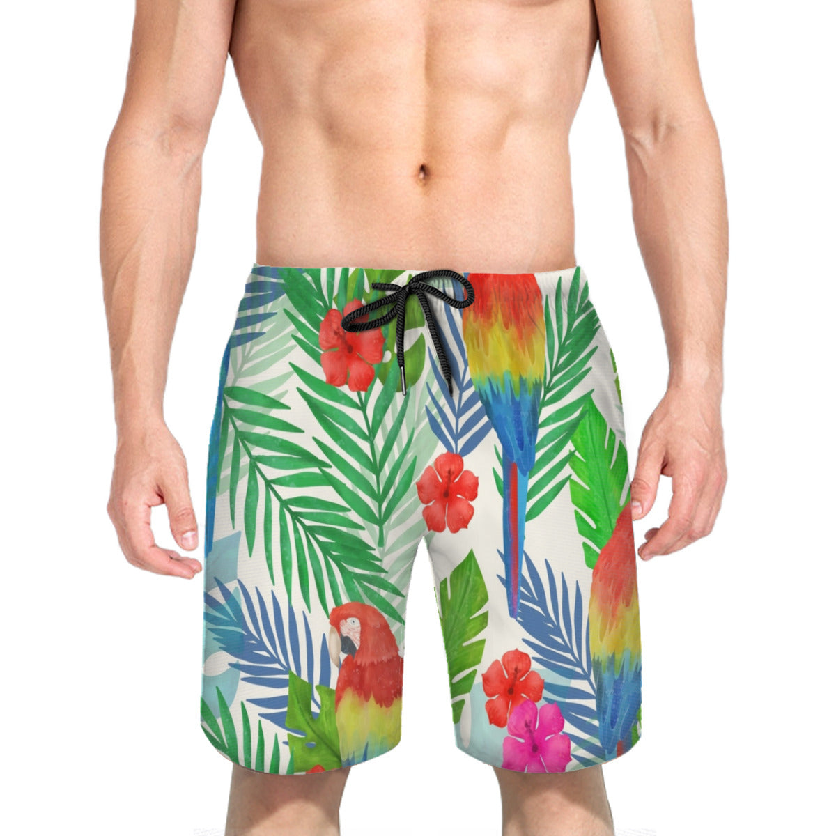 Tropical Leaves Parrot Men's Swim Trunks No.FHD5PQ