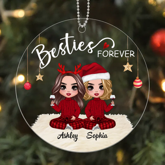 Doll Besties Christmas Checkered Pants Personalized Acrylic Ornament