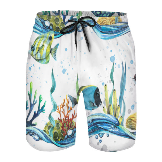 Tropical Fish  With Waves Men's Swim Trunks No.FUREVX