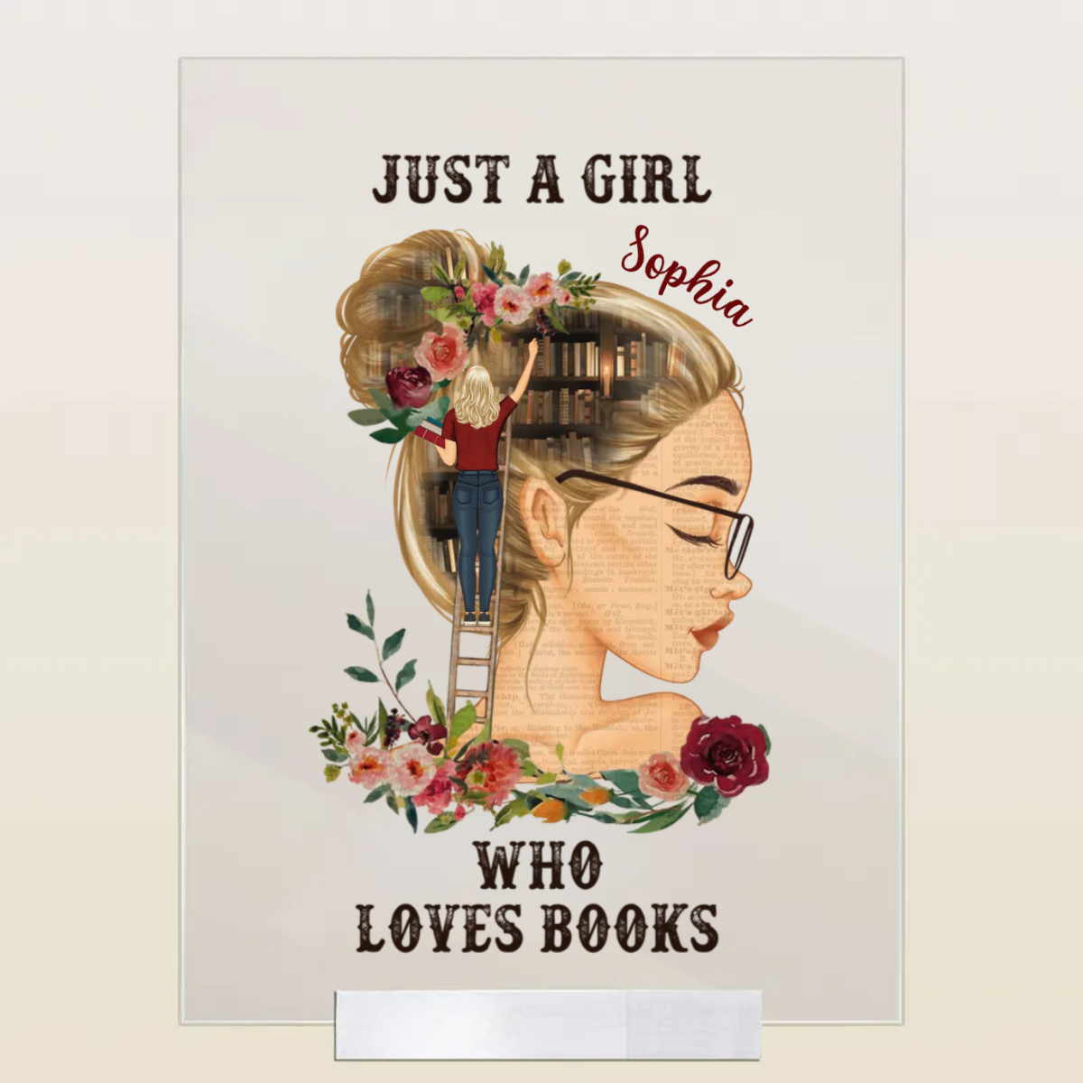 Just A Girl Who Loves Books Reading Personalized Acrylic Plaque