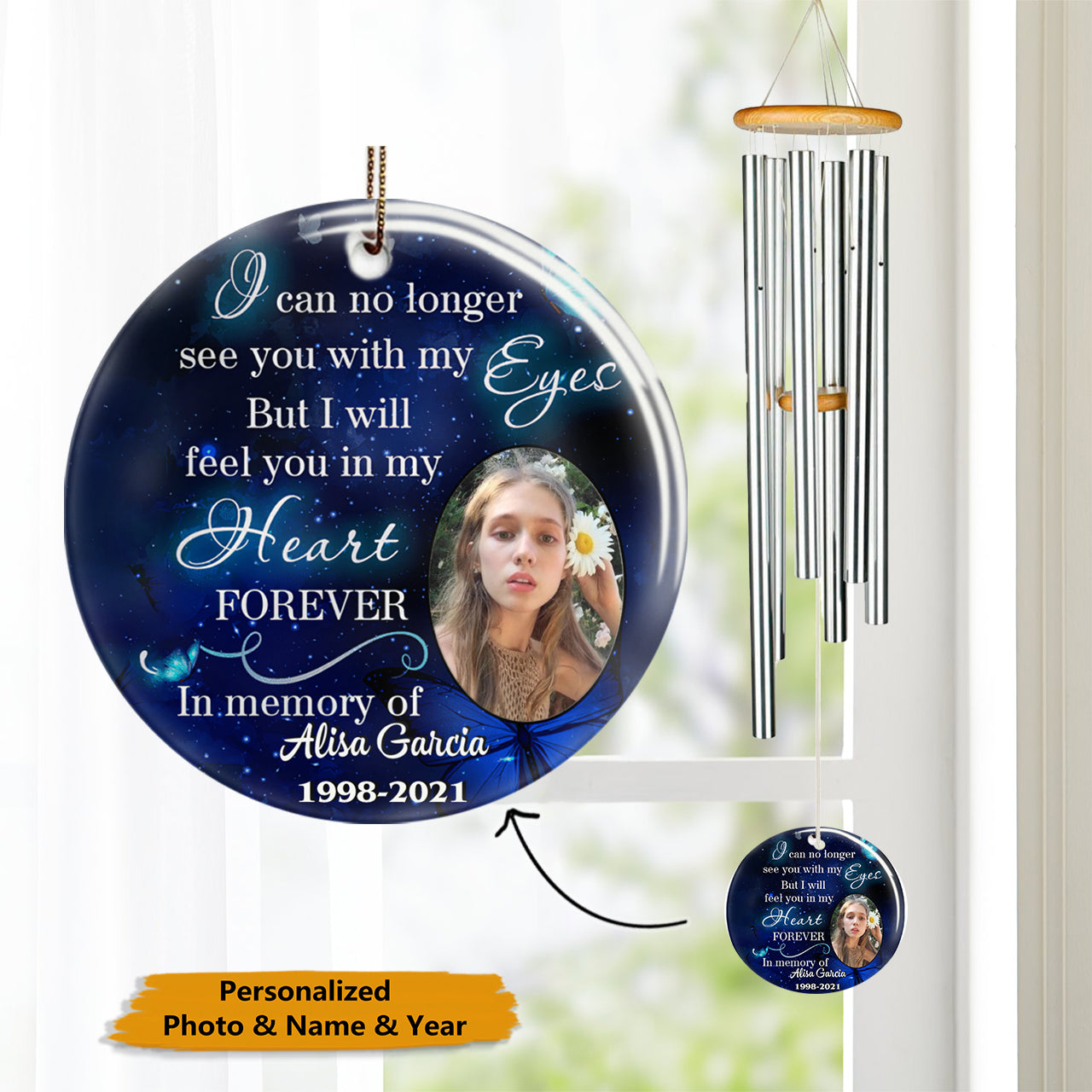 Feel You In My Heart Memorial Personalized Wind Chime
