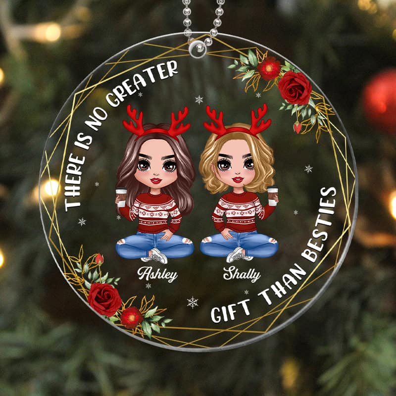 Flower Doll Besties Sisters Christmas Personalized Acrylic Ornament