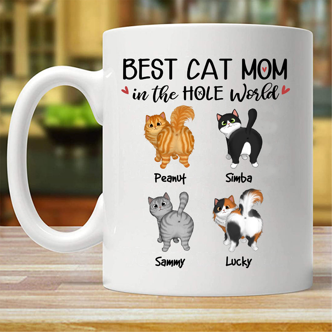 Fluffy Cat Butt Best Cat Dad Mom Personalized Mug (Double-sided Printing)
