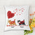 Flying Heart Fluffy Cat Walking Valentine‘s Day Gift For Cat Lovers Personalized Pillow