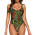 Tropical Monkey Jungle Pattern - Dark Green Graphic One-Piece Swimsuit for Women No.G4IM7D