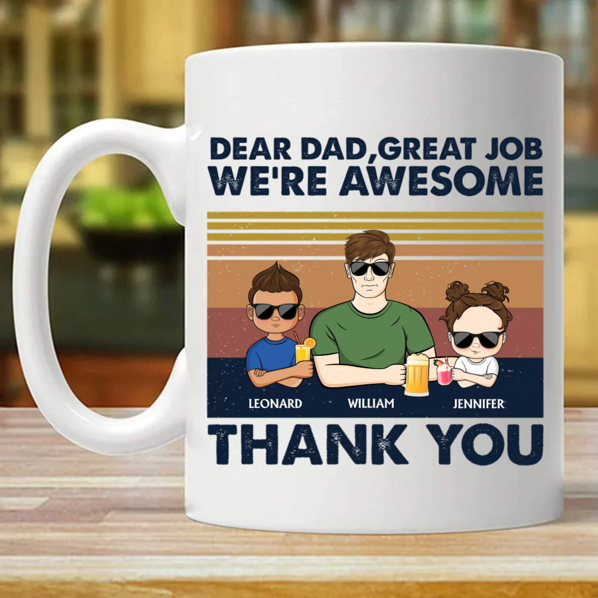 Dear Dad Great Job We're Awesome Thank You Young - Father Gift - Personalized Custom Mug (Double-sided Printing)