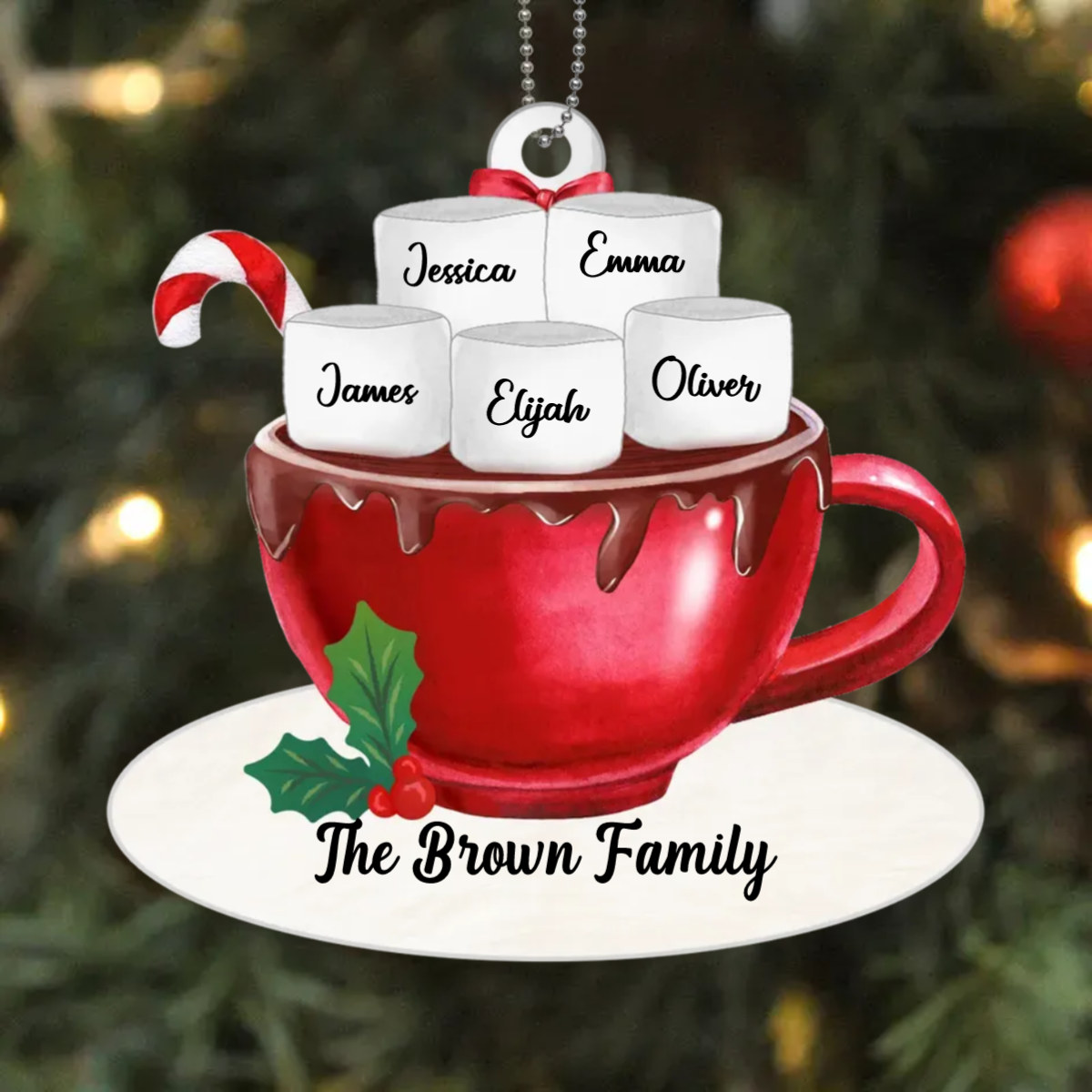 Family Marshmallow Cup Name Personalized Metal Ornament