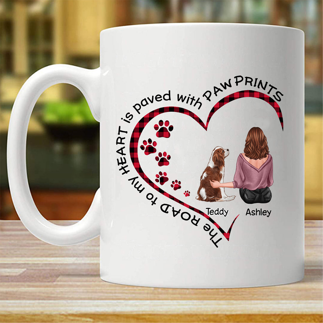 Girl & Dog Inside Heart Road To Heart Personalized Mug (Double-sided Printing)