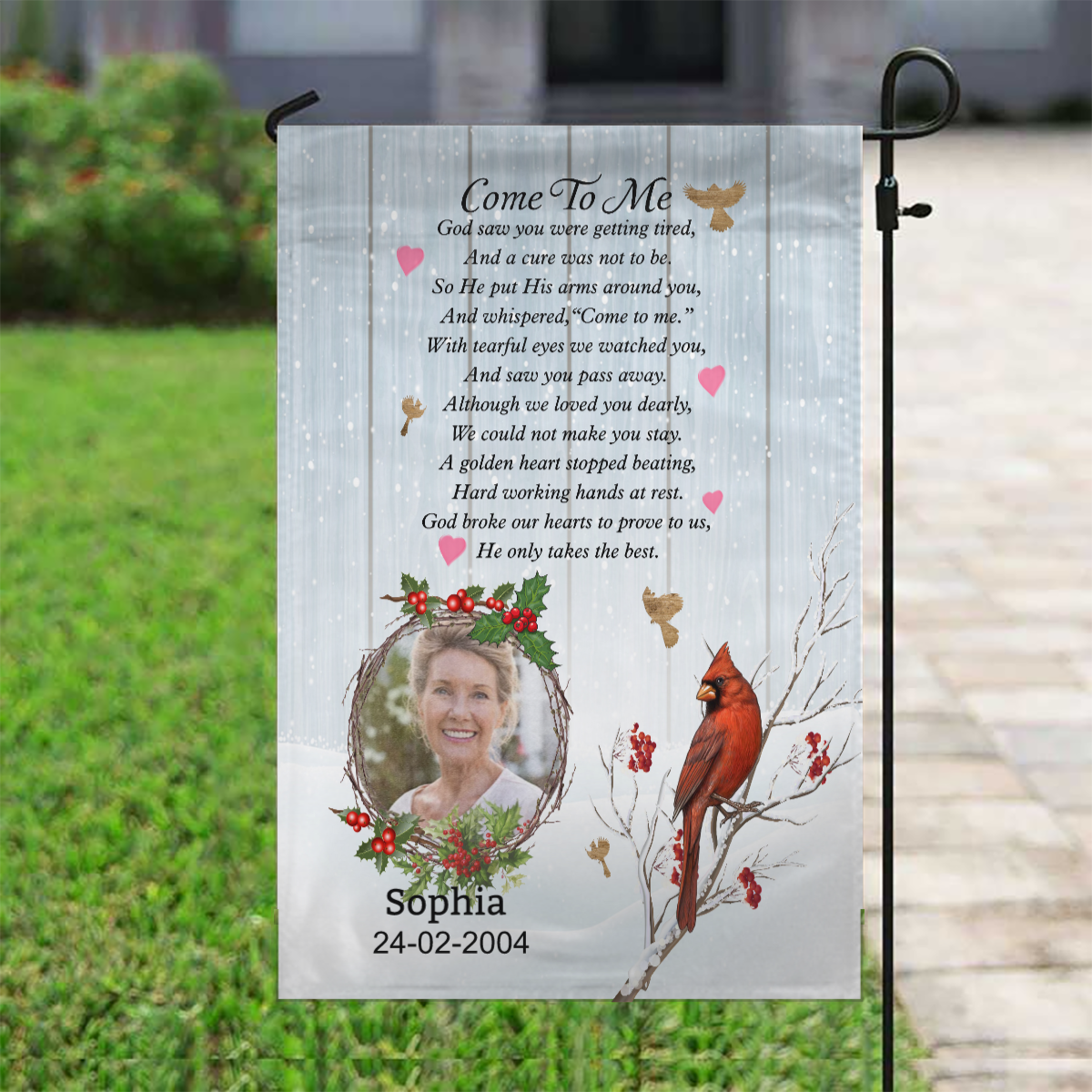 God Saw You Were Getting Tired Customized Memorial Photo Garden Flag
