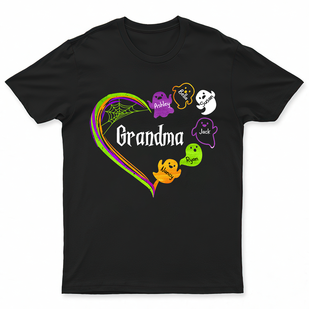 Grandma Boo Crew Heart Halloween Personalized Shirt