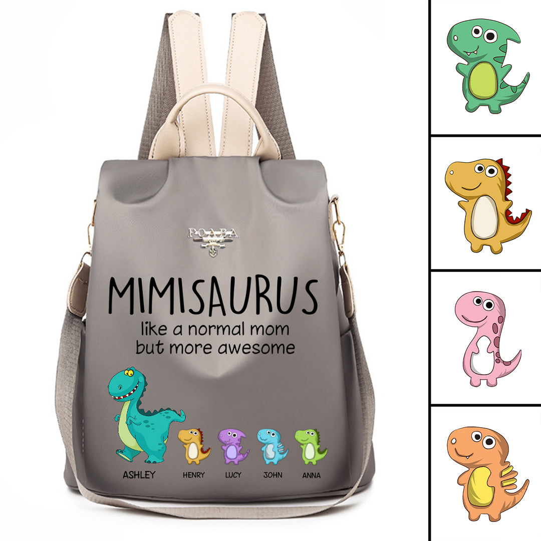 Grandmasaurus And Kids Personalized Backpack