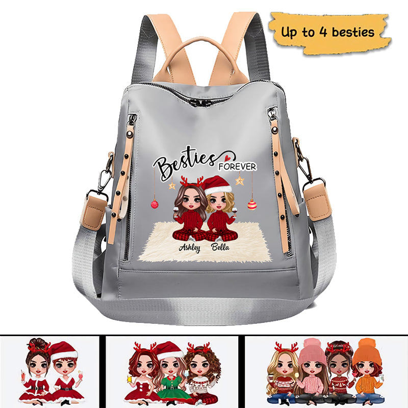 Doll Besties Christmas Checkered Pants Personalized Backpack