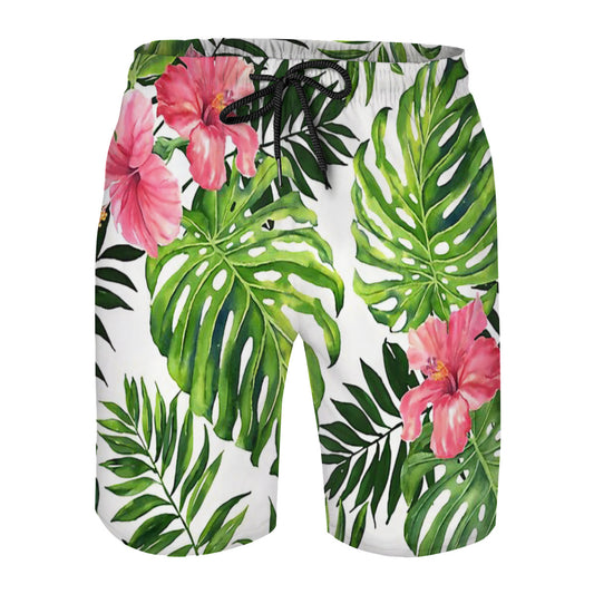 Tropical Hibiscus Graphic Men's Swim Trunks No.H2FO9C