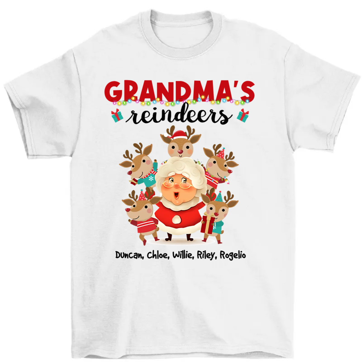 おばあちゃんのトナカイ クリスマス パーソナライズ シャツ