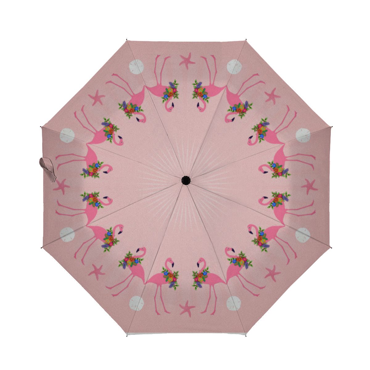 Flamingos With Wreaths Pink Christmas Brushed Polyester Umbrella No.HJW4XR
