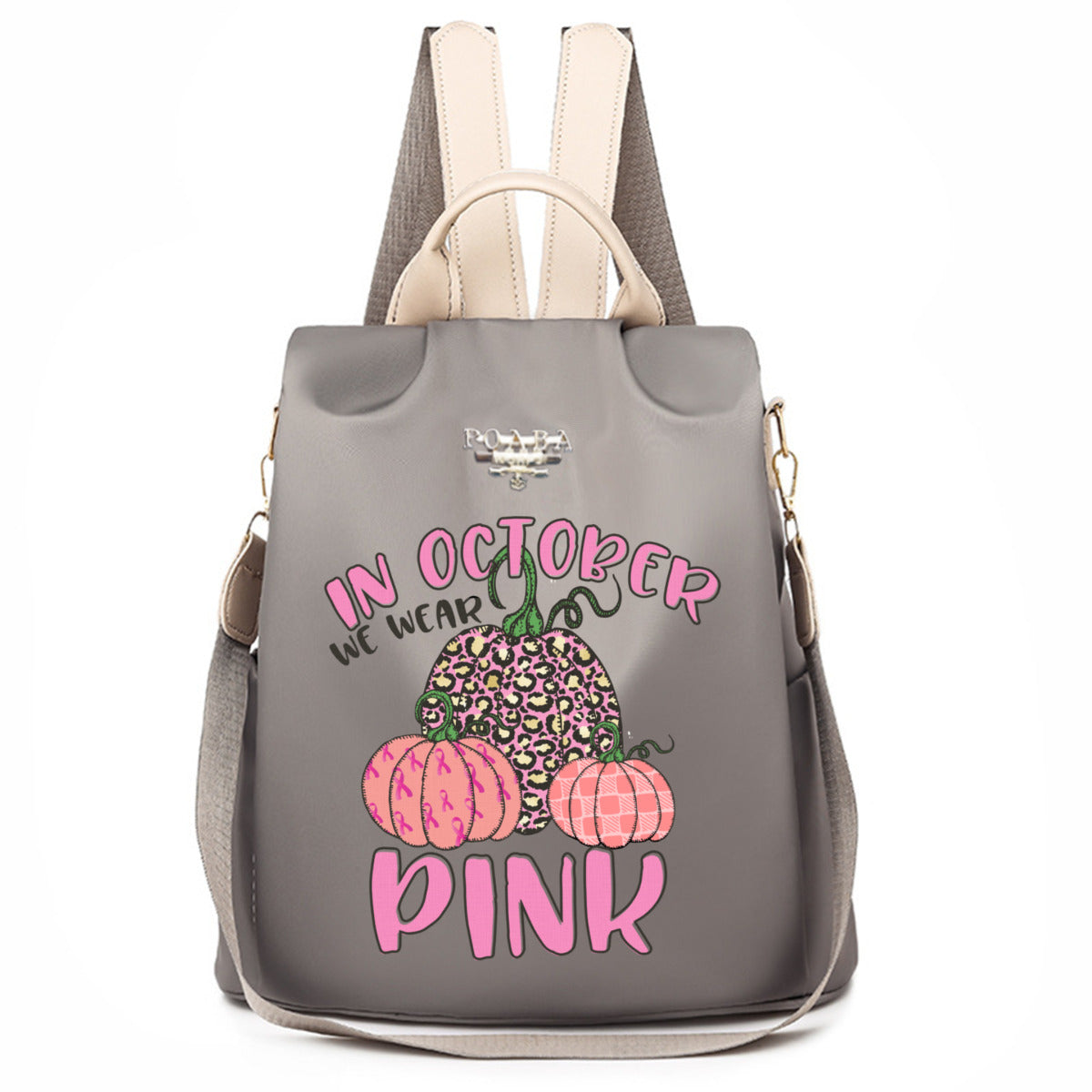 In October Wear Pink Breast Cancer Backpack No.HOMRLD