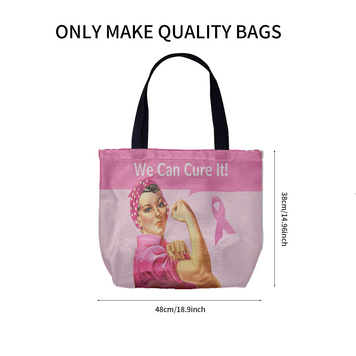 Breast Cancer Awareness Rosie the Riveter Canvas Bag No.QHLOCQ