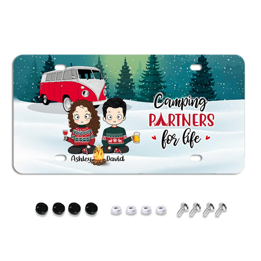 Happy Campers Chibi Couple Personalized License Plate