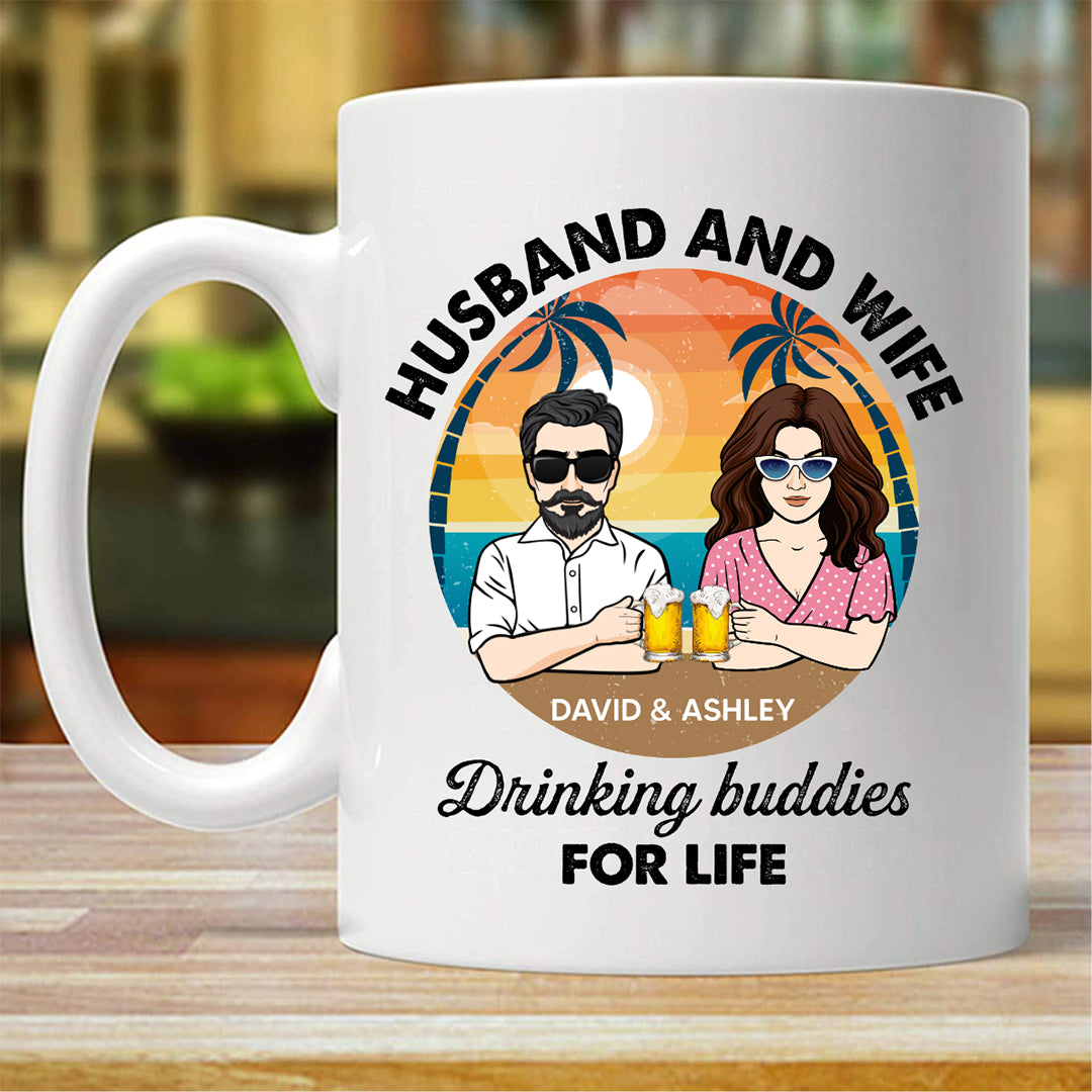 Husband Wife Drinking Buddies Personalized Mug (Double-sided Printing)