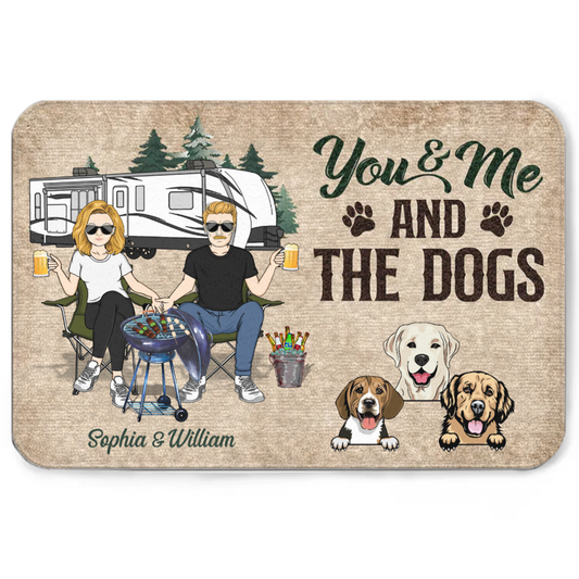 Husband Wife You And Me And The Dog - Gift For Camping Couples - Personalized Custom Doormat