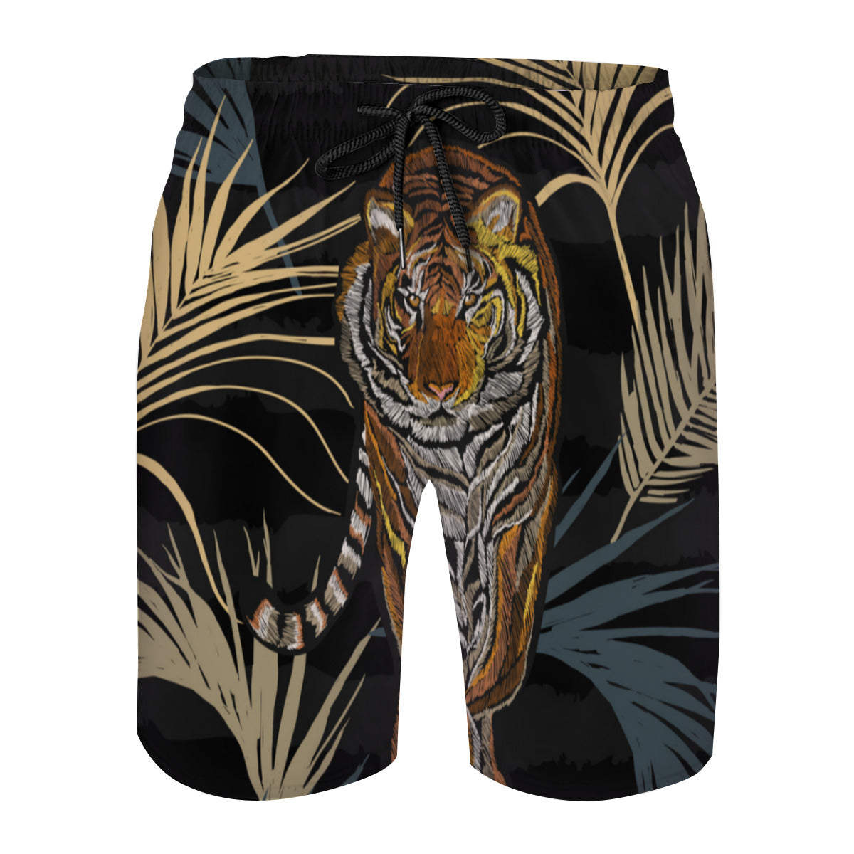 Tropical Leaves Tiger 3 Men's Swim Trunks No.I7VQGI