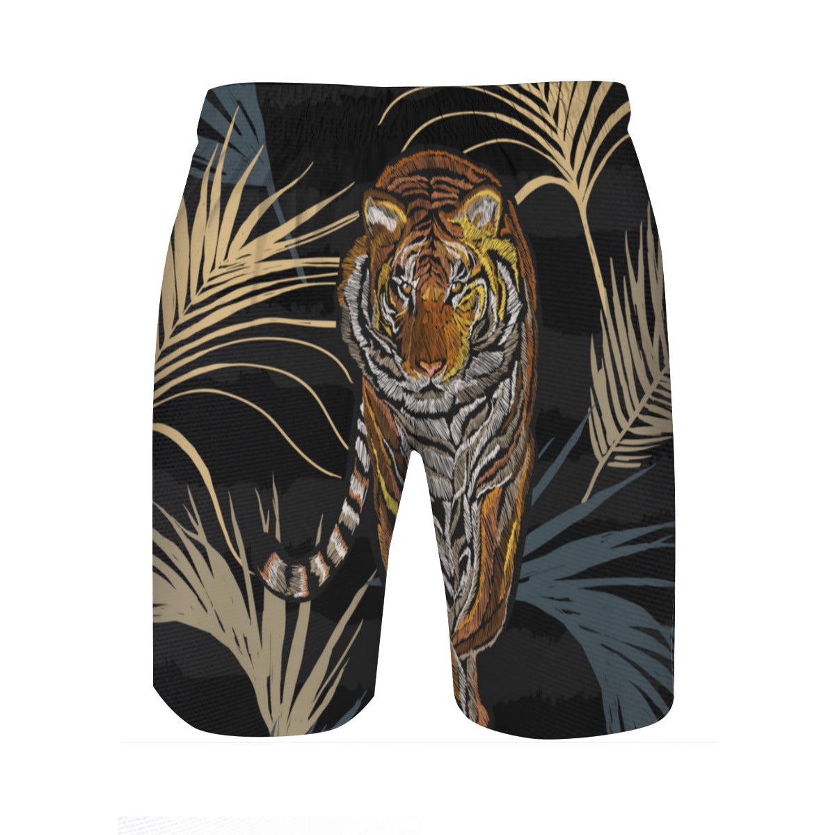 Tropical Leaves Tiger 3 Men's Swim Trunks No.I7VQGI