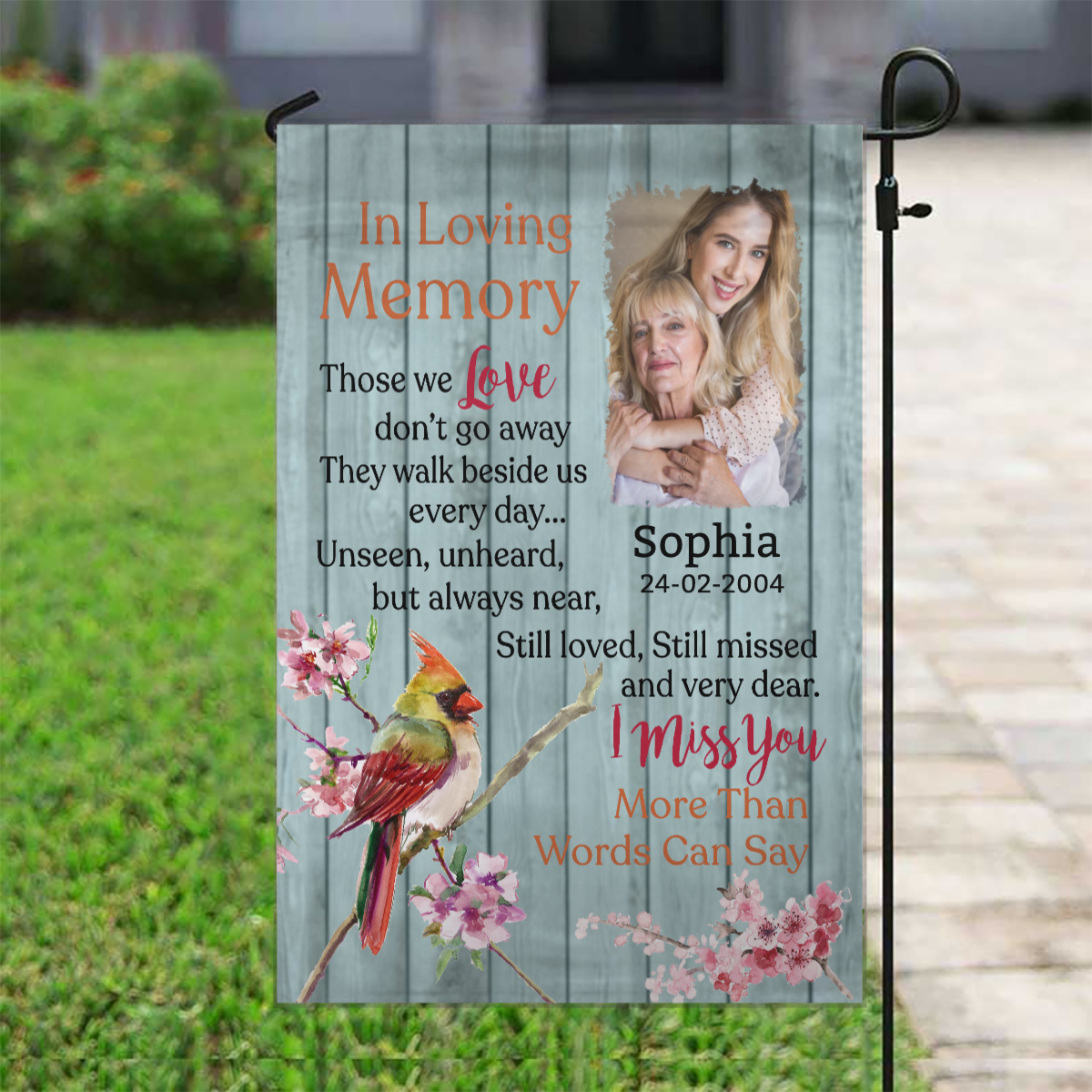 I Miss You More Than Words Can Say Customized Memorial Garden Flag With Your Own Photo In Loving Memory