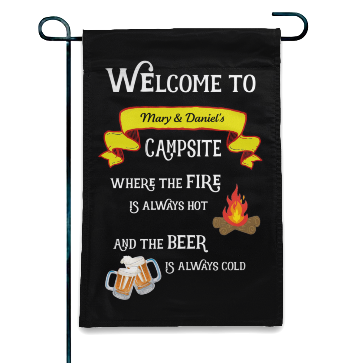 Customized Campsite Flag, Welcome to Our Campsite Beer is Cold No.IZWBMA