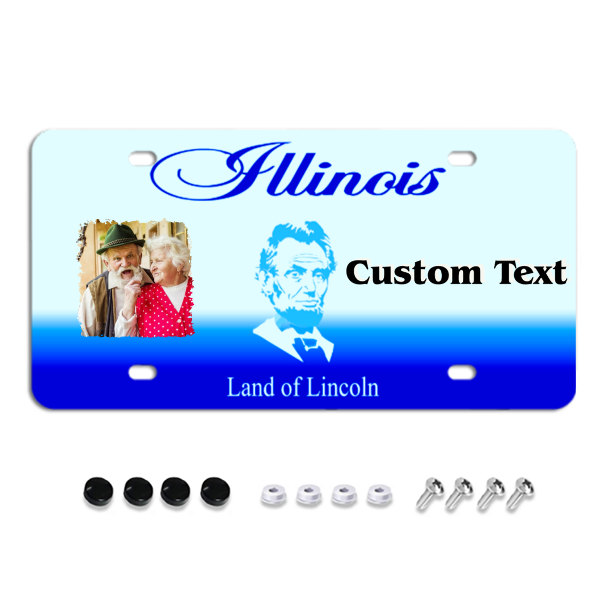 Illinois Custom License Plates, Personalized Photo & Text & Background