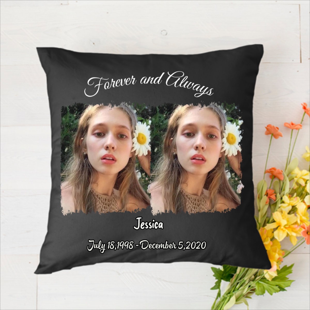 In Loving Memory Upload Photo Always In My Heart Personalized Polyester Linen Pillow