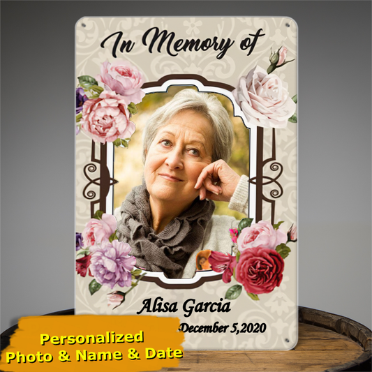 In Memory Mom Tin Signss, grandma loss memorial Tin Signss, loss Tin Signss, graveyard decorations, In memory mama, cemetery photo Tin Signs