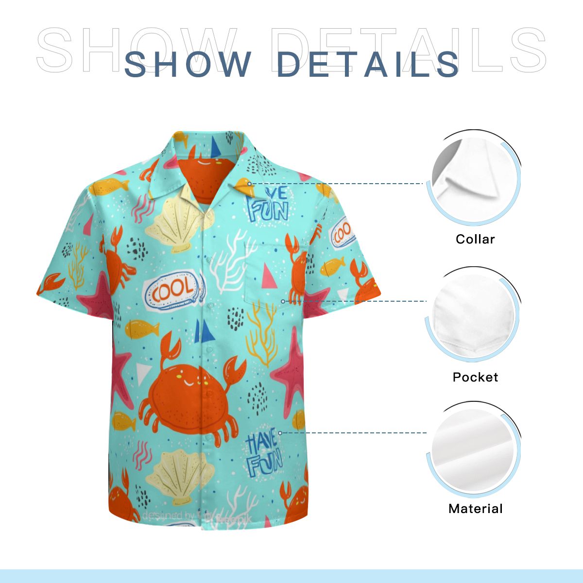 Crab Hawaiian Shirts No.J3FB2N