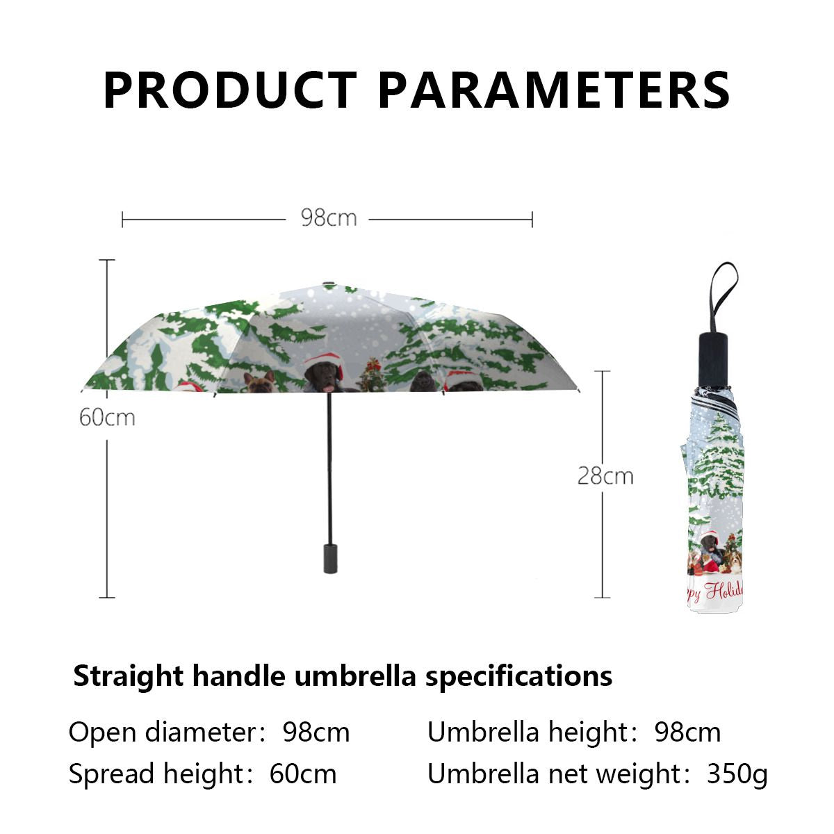 Holiday Pets Snow And Trees Brushed Polyester Umbrella No.J9E8RV
