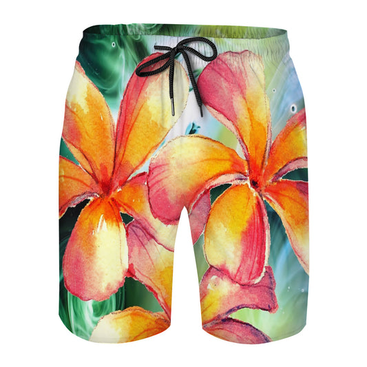 Art Of Frangipani Flowers Graphic Men's Swim Trunks No.JUFVBX