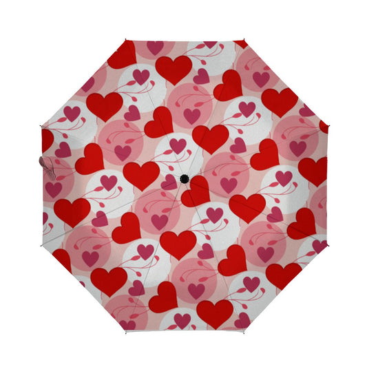 Pink & Red Hearts Romantic Valentines Day Pattern Brushed Polyester Umbrella No.KJCCRB