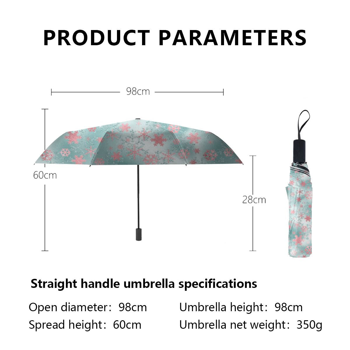 Elegant Blue Pink Christmas Snowflake Pattern Brushed Polyester Umbrella No.KLWX5G